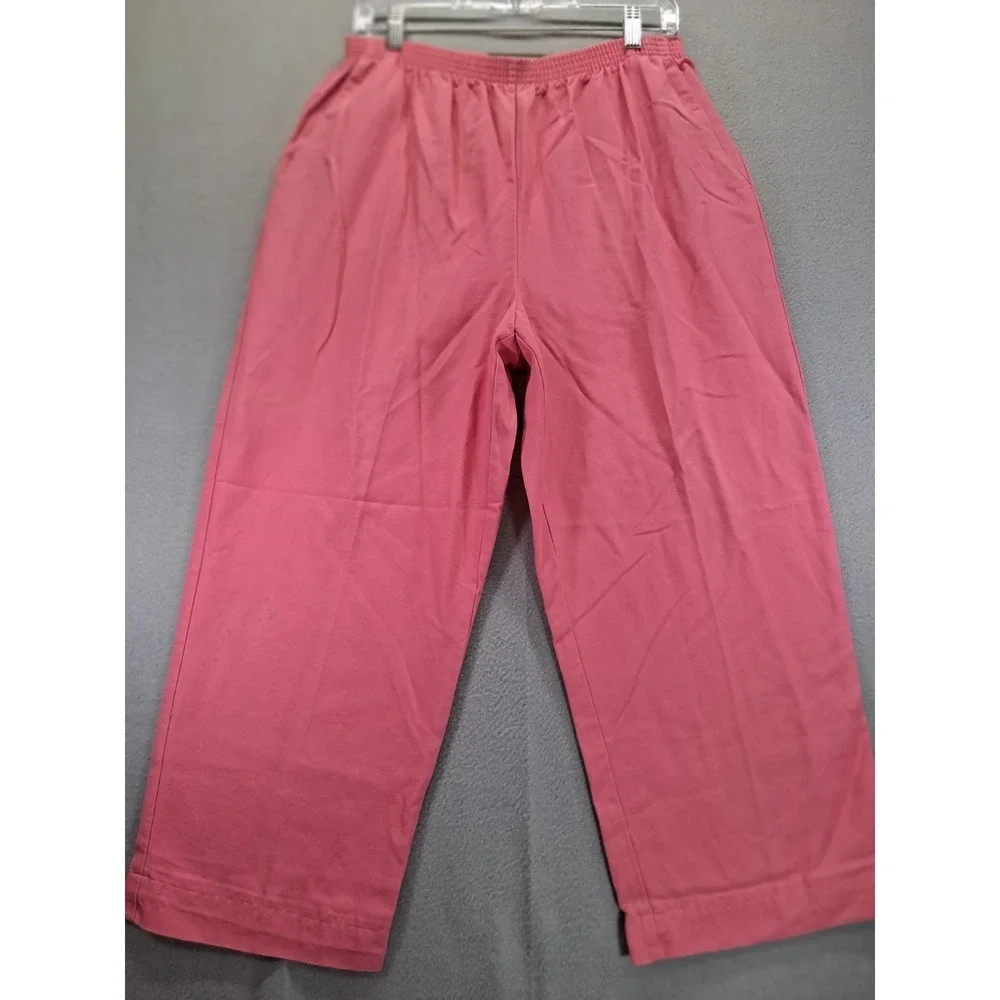 Alfred Dunner Pink Elastic Waist Pull On‎ Pants Petite 16P Cotton Tencel Blend